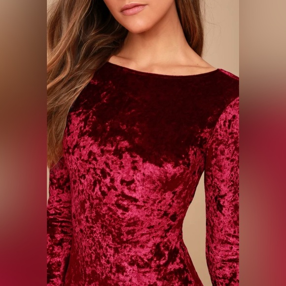 Lulus True Story Burgundy Velvet Long Sleeve Bodycon Dress - Picture 3 of 4